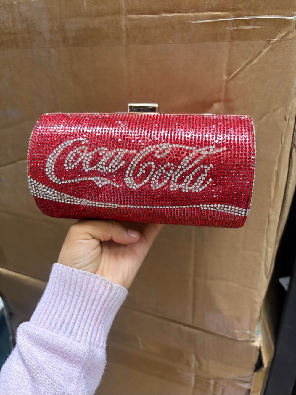Coca Cola Red and Silver Rhinestone Logo Clutch
